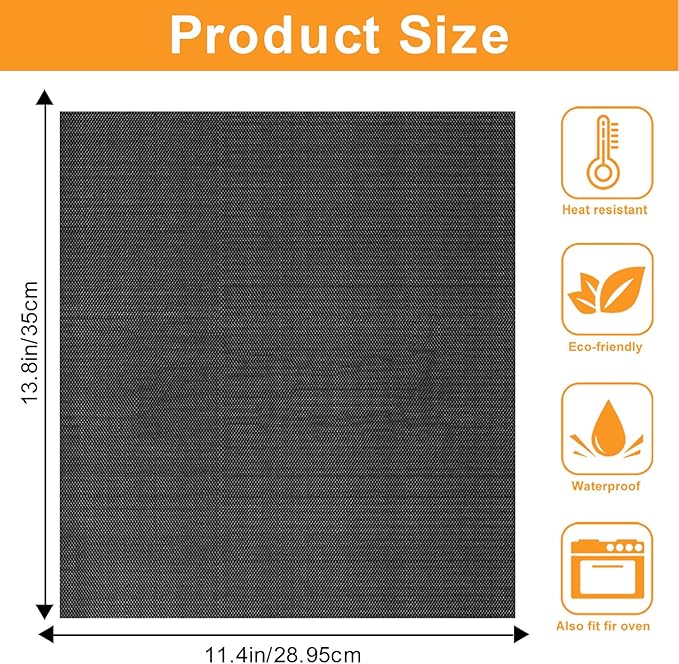 Air Fryer Oven Liners for Bottom of Oven, 13.8 * 11.4 Reusable Non-Stick Heat Resistant Toaster Liners Mat for COSORI 32Qt 13 in 1 C130 CO130 12 in 1 Air Fryer Toaster Oven, 4 Pack