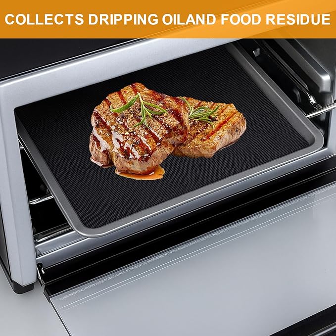 Oven Liners for Bottom of Oven, 13.8"x12" Reusable Non-Stick Heat Resistant Accessories Mat for Emeril Lagasse Dual Zone 360 Air Fryer Oven 25 QT Extra Large and more, 4 Pack