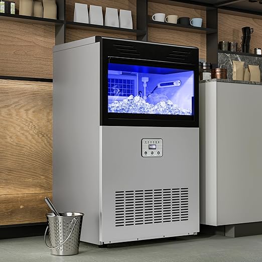 YITAHOME 132lbs Ice Maker Machine Commercial Under Counter Ice Maker, ETL & DOE Certificated Commercial Large Ice Makers Freestanding for Home Cafe Bar Restaurant 55pcs with 33lbs Storage Bin