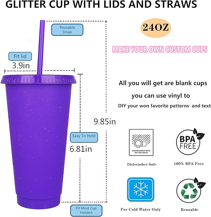 Suertestarry Tumbler with Straw and Lid,Water Bottle Iced Coffee Travel Mug Cup,Reusable Plastic Cups,Perfect for Parties,Birthdays… (Solid Color, 5pack)