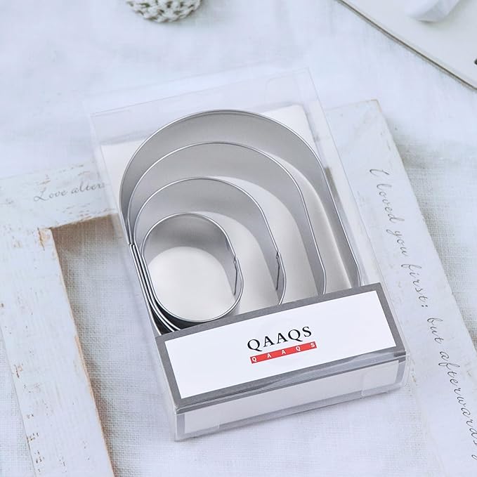 Pill Capsule Long Oval Cookie Cutters - 5 Inch, 4 Inch, 3 Inch, 2 Inch - Geometric Frame Plaque Cookie Cutter Set Fondant Biscuit Molds - Stainless Steel
