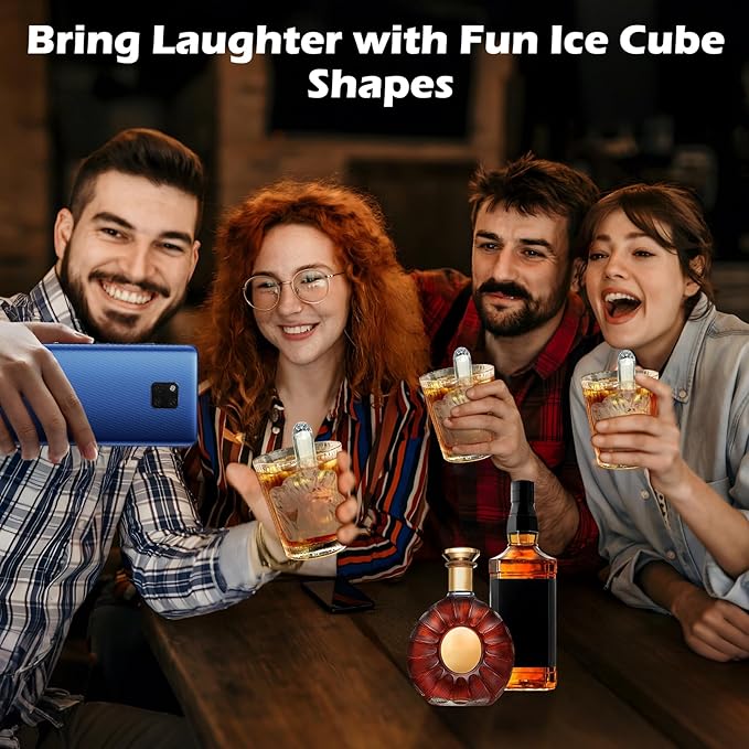 Middle Finger Ice Cube Mold – Large Reusable Silicone Tray for Easy-Remove Fun Shapes, Prank Gag Gift for Whiskey, Cocktails & Party Drinks, Bar & Kitchen Essential (Black, 1Pack)