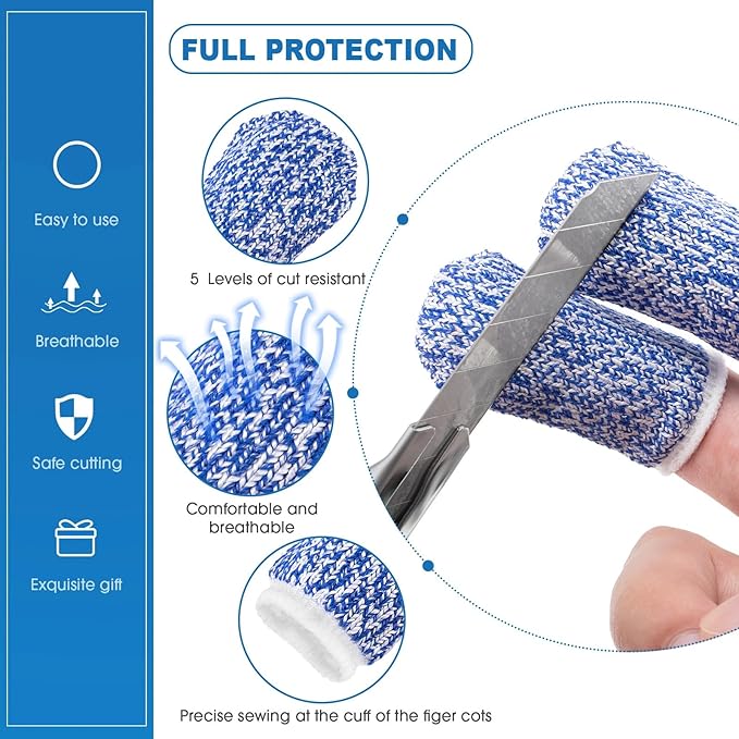 11 Pieces Finger Guard Set for Cutting Include 4 Stainless Steel Knife Cutting Protector 2 Thumb Guard Protector 2 Finger Cots Potato Butter Lettuce Crinkle Cutter Onion Holder Slicer Mandoline Slicer