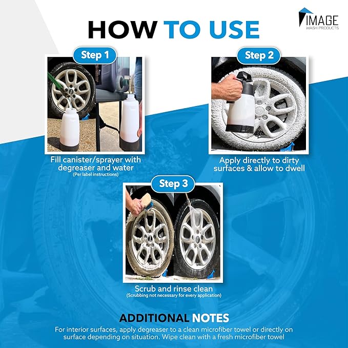 Image Wash All Purpose Foaming Degreaser Spray Heavy Duty Grease & Oil Remover for Engine Bays Tires Kitchen Counters & Stainless Steel Safe for Sealed Granite Marble & Painted Surfaces