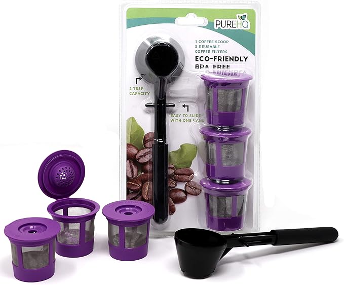 Reusable K Cups Coffee Filter Pod for Keurig 1.0 & 2.0 Machines - Coffee Scoop Funnel and 3 Pack K Cup Filters - Universal Refillable KCups - Fits K-Duo, K-Classic, K-Elite, K-Select, K-Cafe Brewers