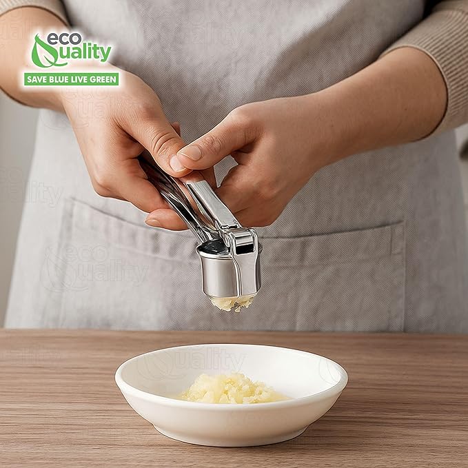[1 PACK] Stainless Steel Garlic Press - Professional Kitchen Garlic Crusher - Easy Squeeze, Dishwasher safe - Cooking Utensils, Clove Press and Ginger Mincer