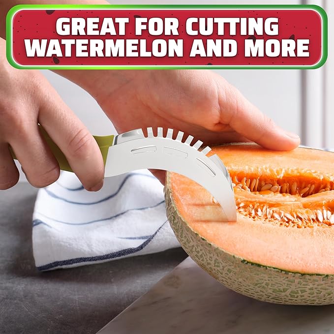 Stainless Steel Watermelon Slicer Cutter Tool – Easy Grip Durable Slicer for Watermelon, Cantaloupe, Papaya, Honeydew & More, Cut Cubes or Slices Fast | Mess-Free Prep for Parties, BBQs, Summer Snacks