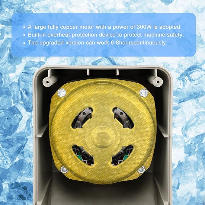 Electric Ice Shaver,Shaved Ice Machine Strong Powerful For Home&Commercial Use,Steel Ice Crusher With Dual Blades&Lips,Higher Ice Outlet for Plate,Bowl&Cup,300W/2200rpm/220lbs/hrs.