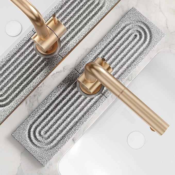 Stone Faucet Mat for Kitchen Sink, Diatomite Stone Drying Mat for Kitchen Counter, 2026 Upgraded Dishwasher-Safe & Ultra Absorbent, Chemical-Free Stone Dish Mat for Bottles Utensils (15.7" x 3.9")