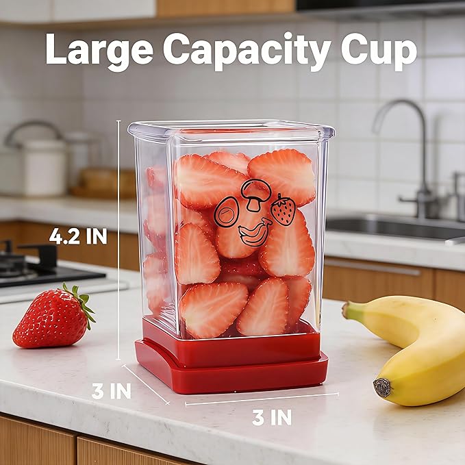 Fruit Slicer Cup – Fast Fruit Cutter for Strawberries, Bananas & Eggs – Quick & Easy One Press Fruit Slicing Cup For Mess-Free Fruit Slicing (1 pcs)