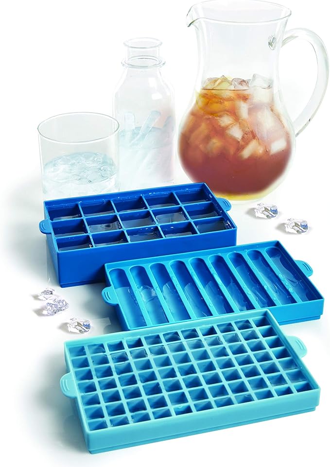 Farberware Pro Silicone Ice Cube Trays with Lid, 4-Piece, Blue