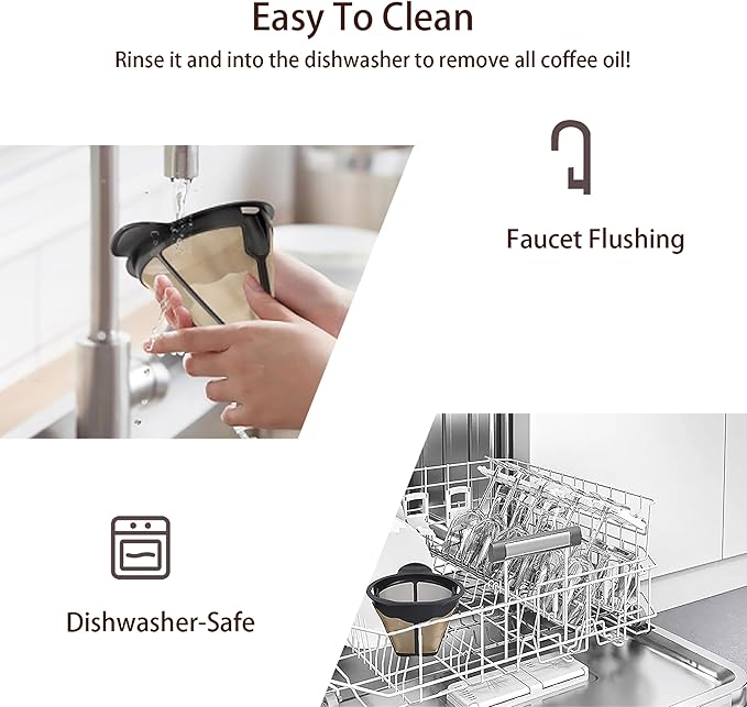 Permanent Coffee Filter for Ninja Brewers, Reusable #4 Cone Coffee Filter Compatible with Ninja Coffee Makers CFP201 CFP300 CFP301 CFP305 CFP307
