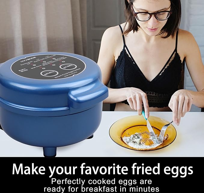 Hyvance Smart Fried Egg Cooker, Automatic Fried Egg Maker for 6 Features like Sunny Side Up, Over Easy, Fully Cooked & More. Auto Power Off, Alarm, Round Shape, Non Stick Coating