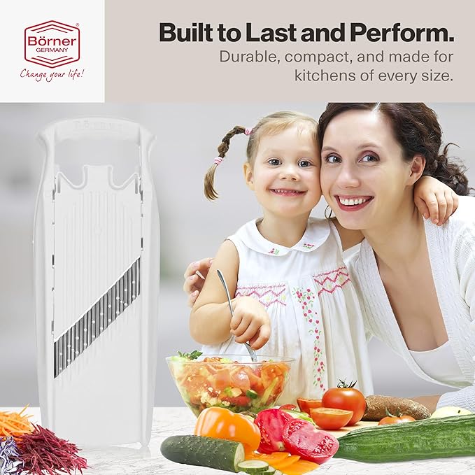Swissmar Borner PowerLine Wave Waffle Cutter – Mandoline Slicer for Potato, Veggie, and Fruit – Create Attractive Waffle Cuts for Apples, Potatoes, and More – White