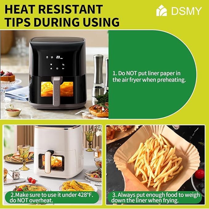 200 PCS Air Fryer Disposable Paper Liners,8 Inch Square Parchment Disposable Paper Liner for 5-8QT Air Fryer,Baking, Roasting and Microwave, Non-Stick Airfryer Accessories