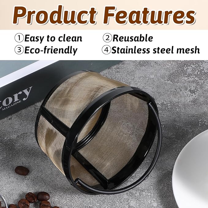 2Pcs Reusable Coffee Filters, 4-8 Cup Nylon Mesh Coffee Filter with Handle Reusable Coffee Filter Basket for Mr. Coffee Makers and Brewers