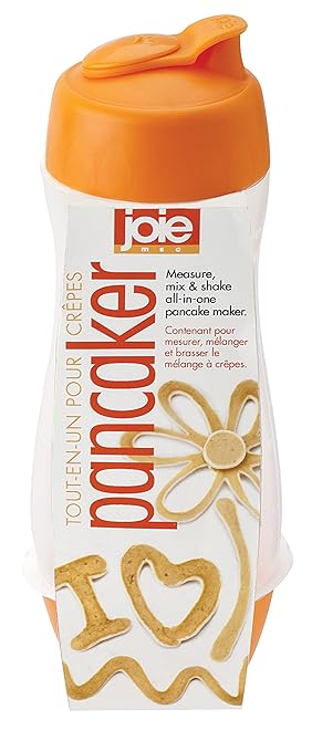 Joie Pancaker Squeeze Bottle Pancake Batter Mixer and Dispenser, 5.5-Ounce Capacity, Orange