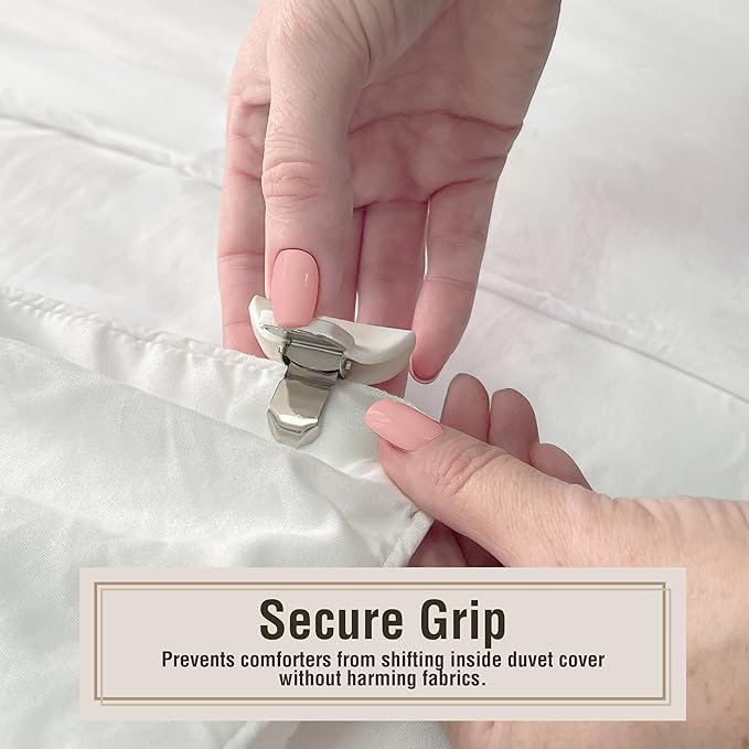 FRESH IDEAS Comforter Clips for Duvet Covers, Helps Prevent Blanket from Bunching or Shifting, 4-Pack
