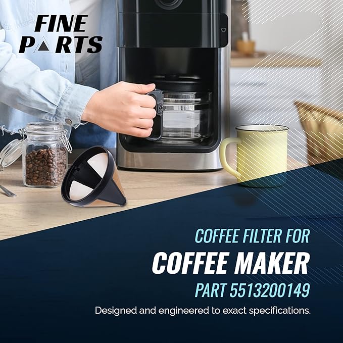 Delonghi Coffee Filter Replacement - Delonghi 5513200149 Coffee Filter - Espresso Machine and Coffee Maker Compatible - Reusable Gold Filter - 1 Count
