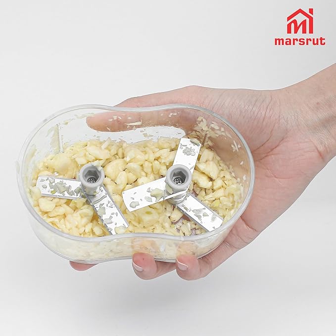 Garlic Dicer Push Chopper, Manual Hand Press Picador De Ajo, Food Mincer Cutter Slicer for Onion Vegetable Chili Peppers Fruits, Small Portable Handheld Easy Processor Shredder for Household Kitchen