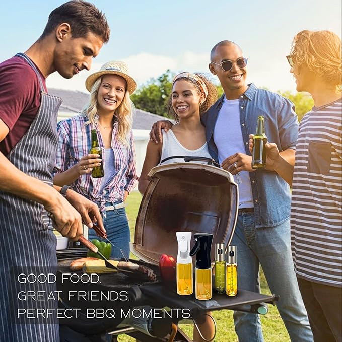 BOKKY Oil Sprayer for Cooking, 2 Pack 100ml Olive Oil Mister for Air Fryer, BBQ & Salad, Refillable 304 Stainless Steel Glass Bottles (Transparent Green / 2 Pack)