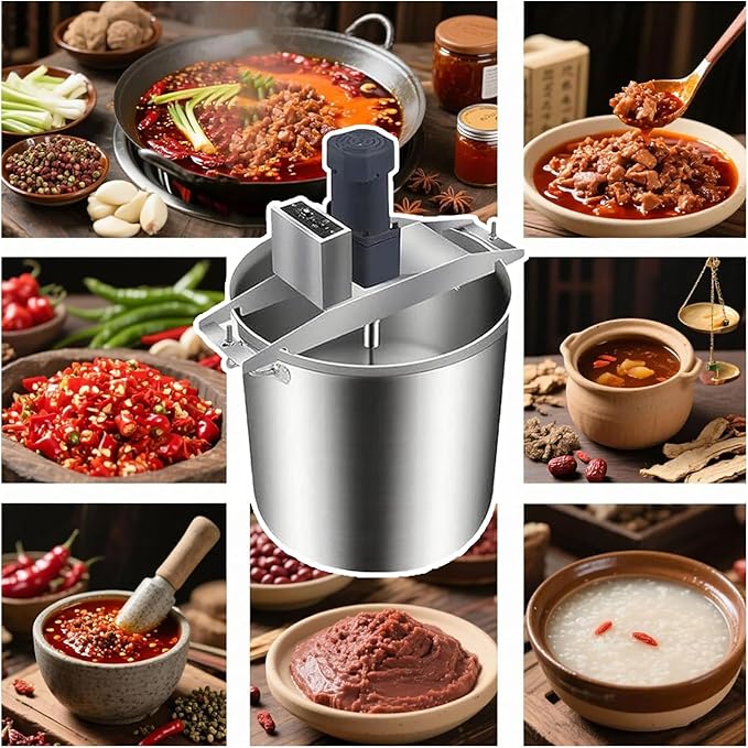 Automatic Food Mixer Pot Stirrer Mixer, 15l/25l/40l/60l/80l Stainless Steel Stand Mixer Kitchen Food Mixer With Double Stirring Paddle, Hot Pot Seasoning Bottom Soup Sauce Stirrer,Food blender