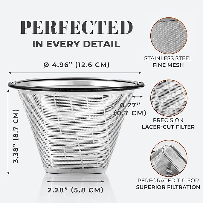 Reusable #4 Coffee Filter for Technivorm Moccamaster KBGV and KBT Coffee Machines - Stainless Steel Mesh, Durable Metal Filter for Sustainable Brewing