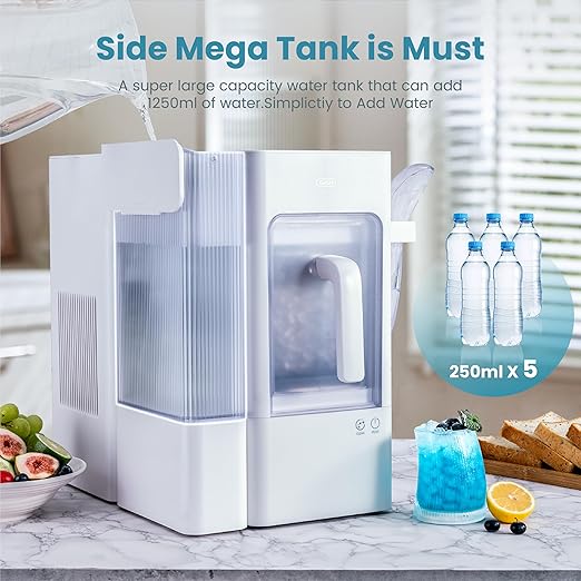 Gevi Adella Nugget Ice Maker 40lbs/Day,Countertop Pellet Ice Machine,Large Gallon Side Water Tank&Self-Cleaning,Pellet Ice Machine with Scoop&Basket for Home/Kitchen/Office