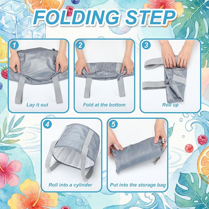 Reallnaive 2 Pcs Cooling Ice Bucket for Parties 15L Large Folding Cooler Capacity Foldable Ice Bucket with Storage Bag for Summer Party Keeping Drinks Tube for Cold or Warm for Camping Beach(Grey)