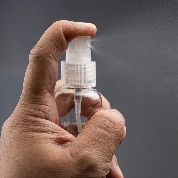 SEVENHEAD Clear Plastic Essential Oil Spray Bottle Four Size - 1oz, 1.7oz, 2oz and 3.4oz, Small Spray Bottle with Plastic Sprayer - Set of 4