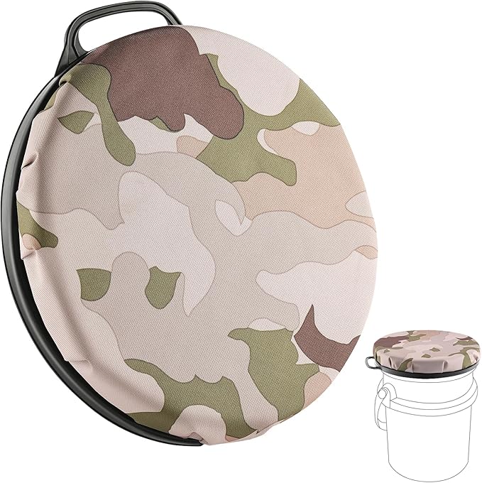 5 Gallon Bucket Seat for Yeti Only, 360 Degree Swivel Load Out Bucket Seat, 5 Gal Foam Cushion Seats Lid with Padded Top for Hunting Fishing Camping Baseball