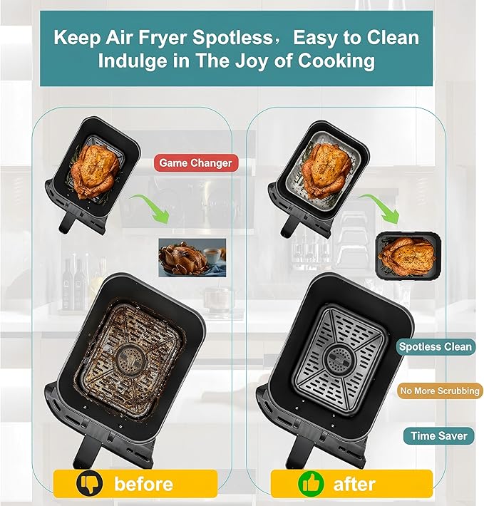 Silicone Air Fryer Liners 2 Pack, 1 Large and 1 Small, for Philips Dual Basket Air Fryer 3000 Series NA350 NA351, Reusable Asymmetrical Dual Drawer Air Fryer Liners, BPA-Free Air Fryer Accessories