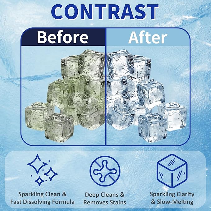 Ice Maker Cleaner and Descaler - Ice maker cleaning tablets mini size, compatible with all major brands, safe and nickel-free descaler, suitable for countertop, portable, and commercial ice makers.