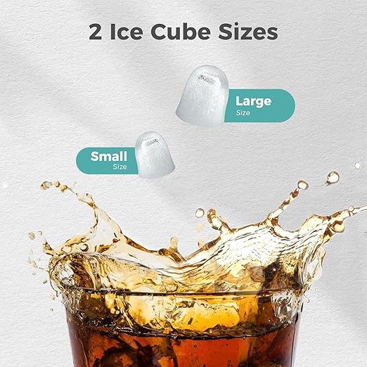 Kismile Ice Makers Countertop with Handle,26Lbs/24H,9 Cubes in 6 Mins,2 Sizes of Bullet Ice,Portable Ice Machine with Self-Cleaning for Home,Kitchen(Black)