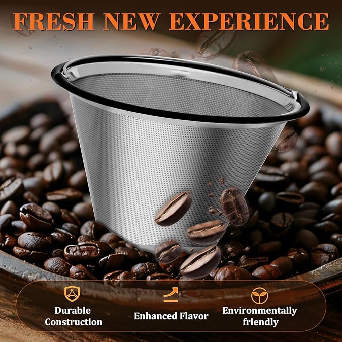 Reusable #4 Coffee Filter for Technivorm Moccamaster KBGV, KBT, Durable Metal Mesh, Stainless Steel #4 Coffee Filter, Durable Metal Mesh, for Richer, Fuller Coffee Flavour