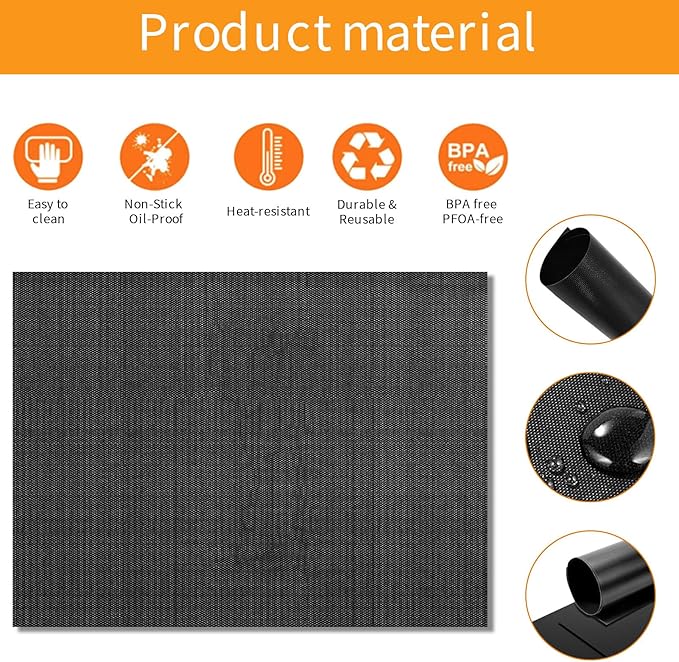 Oven Liners for Bottom of Oven, 4 Packs 13.4"x10.8" Pre-Cut Reusable Fiberglass Heat Resistant Non-Stick Sheets Mats for Breville BOV845BSS Smart Oven Pro Countertop Oven Air Fryer