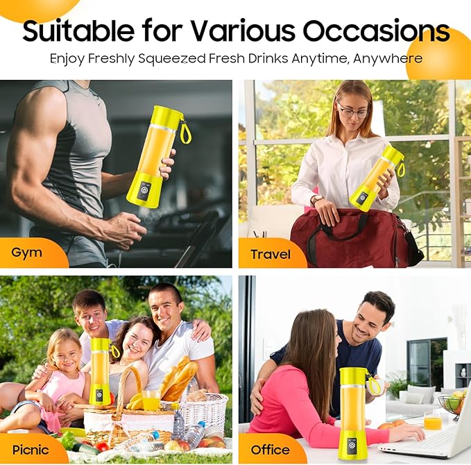 2026 Newly Upgraded Portable Smoothie Blender - Cordless Personal Blender Type-C Rechargeable, 13Oz Juice Cup BAP Free, 20,000Rpm Speed Powerful Blending, Freshly Squeezed in Sports/Office