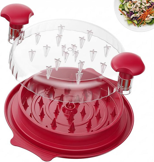 10" Chicken Shredder with Tray, Large Meat Shredder Tool Twist with Brush,BPA Free Meat Grinder, Visible Chicken Shredder Machine, Strong Anti-Slip Strip, Suitable for Pork, Beef, Chicken (Red)