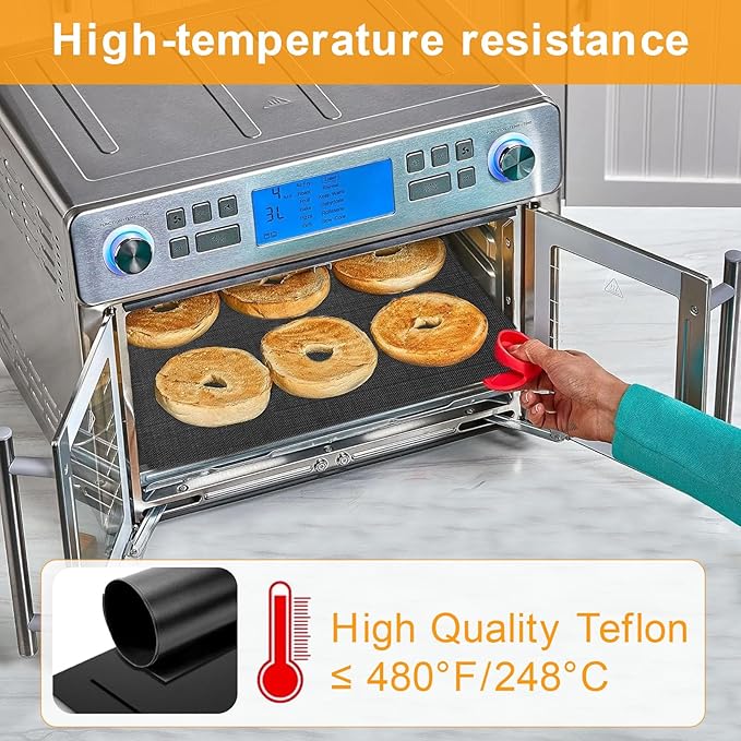 Oven Liners for Bottom of Oven, 13.8"x12" Reusable Non-Stick Heat Resistant Accessories Mat for Emeril Lagasse Dual Zone 360 Air Fryer Oven 25 QT Extra Large and more, 4 Pack
