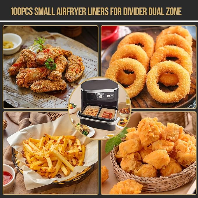 MMH 150PCs Air Fryer Liners for Ninja DZ071 7-QT/Ninja AD600CO 11-QT/Instant VersaZone 9QT,100PCs Small Liners for Divider Basket & 50PCs Large Disposable Paper Liners for 7QT MegaZone/Topzee 11QT