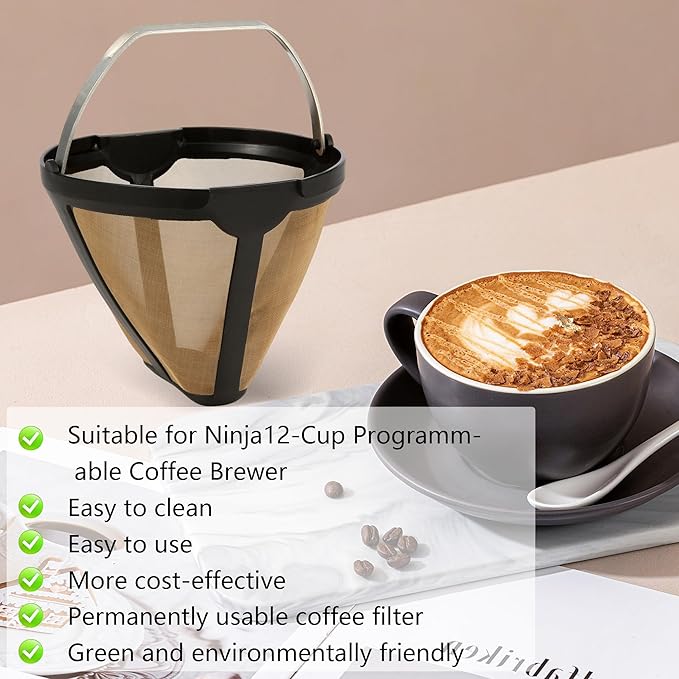 Replacement for CE250 CE251 Coffee Permanent Gold Tone Filter, Compatible with Ninja 12-Cup Programmable Coffee Brewer