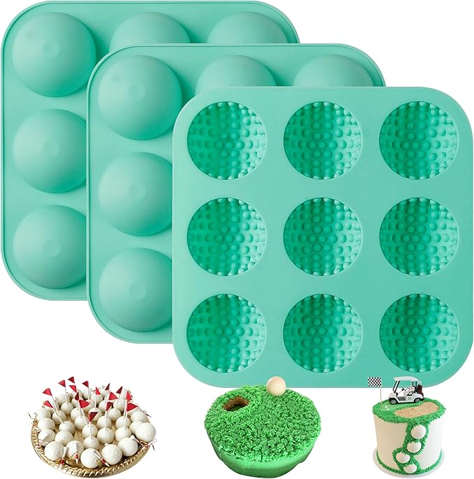 Zorazio Golf Ball Chocolate Mold, Silicone Golf Ball Mold for Cake Pops, 9-Cavity 3D Golf Ball for Chocolate, Ice Cube (Golf Mold Small)