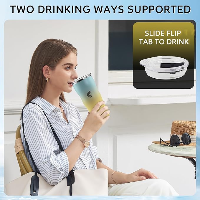 20Oz Insulated Tumbler With Straw And Lid,Spill Proof Tumbler for Iced Coffee And Hot Beverage, Double Wall Vacuum Travel Mug,Stainless Steel Straws for Tumbler,Yellow