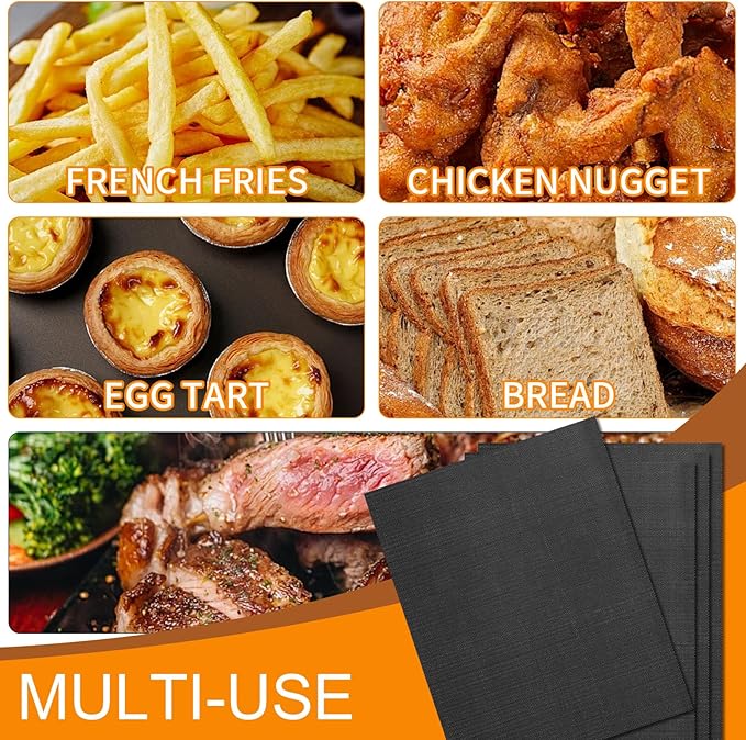 Oven Liners for Bottom of Oven, 8"x5.5" Pre-Cut Square Fiberglass Reusable Non-Stick Heat Resistant Liners Mat for Ninja Foodi DZ201 DZ090 DZ100 Air Fryer, 4 Pack