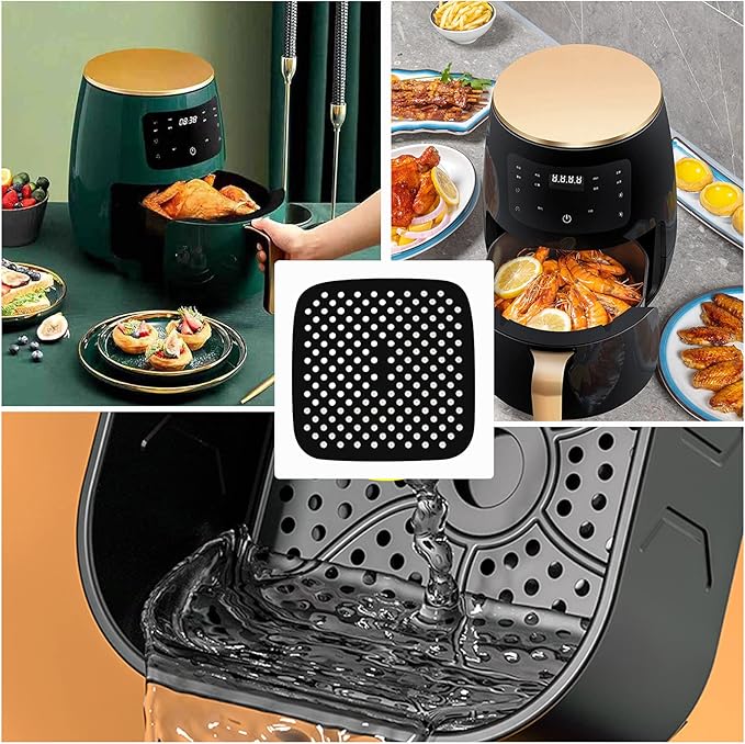 Air Fryer Silicone Liners,2 Pack 8.5 Inch Reusable Food-Grade Silicone Mat, Non-stick Heat Resistant Air Fryer Accessories