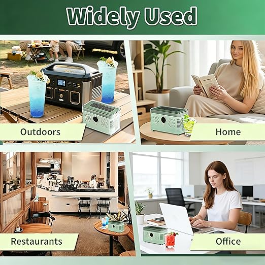 Portable Ice Maker, Fast Ice Making, Quiet, Energy-Efficient, with Ice-Cubes Detachment Rack and Removable Top Cover, Ice Makers Countertop for Home, Office, Parties, Camping, Travel