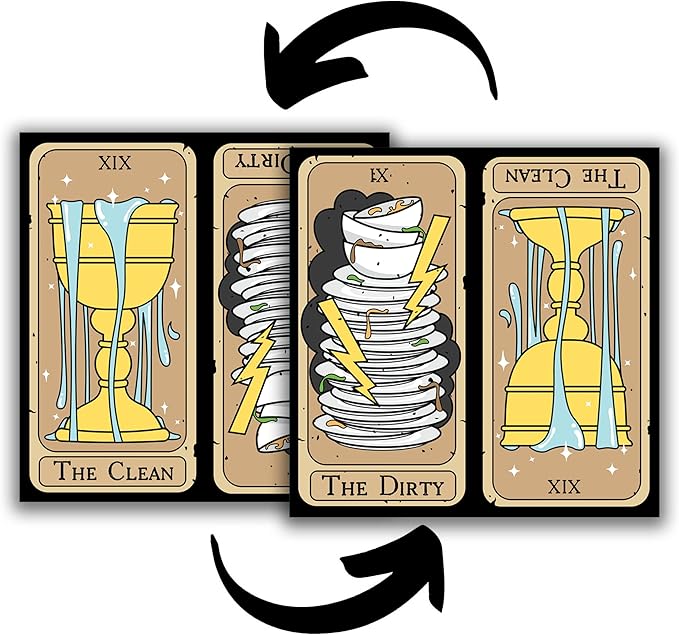 Tarot Cards Dishwasher Magnet Clean Dirty Sign – Witchy Aesthetic Kitchen Accessories, Gothic Home Decor, Dorm Room & Goth Apartment Essentials, Vintage Housewarming Witch Gifts for Women & Men