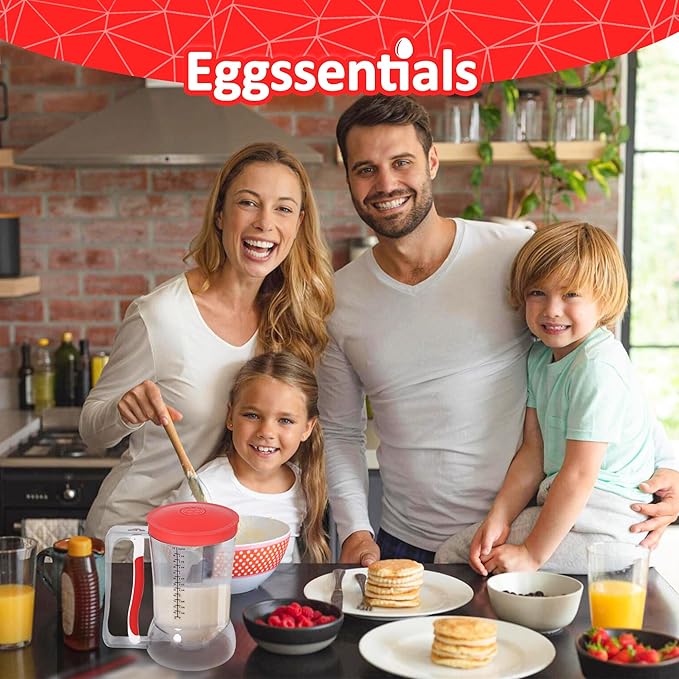 Eggssentials Pancake Batter Dispenser - Batter Dispenser with Squeeze Handle for Cupcakes - Pancakes - Cookie Cakes - Waffles - and Biscuit Separation.