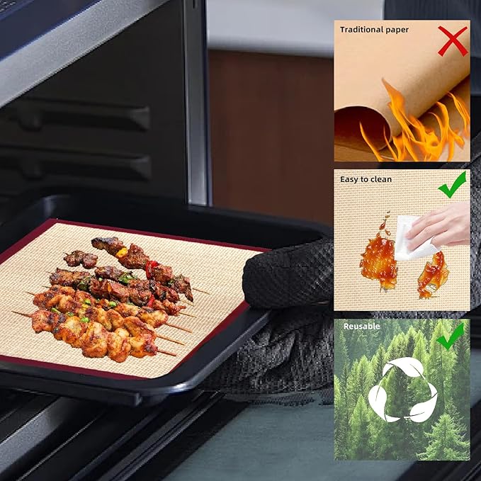 Reusable Silicone Liners For Ninja Air Fryers Ovens DT201/DT251, 3 PCS Rectangle Air Fryer Paper Liner, Accessories for Ninja Foodi Air Fryer Basket