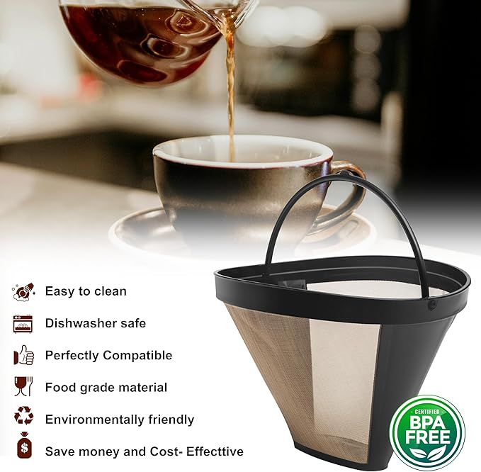 Reusable #4 Cone Coffee Filter Basket for Cuisinart Coffee Makers Cuisinart Coffee Accessories - 1 Pack Permanent Replacement for Cuisinart Coffee Brewers